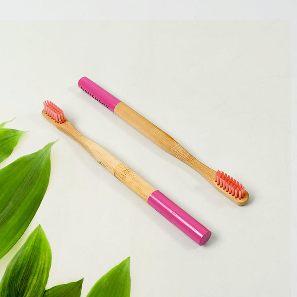 Bamboo Wooden Toothbrush Soft Bristles Toothbrush Wooden Child Bamboo Toothbrush Biodegradable Manual Toothbrush for Adult, Kids (2 Pc With Cover)