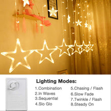 12 Stars Curtain String Lights, Window Curtain Lights with 8 Flashing Modes Decoration for Festivals-11