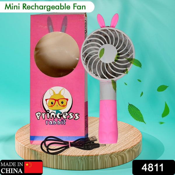 4811 Portable Princess Rabbit Styled Rechargeable Handheld Fan For Travel , home & Office Use 