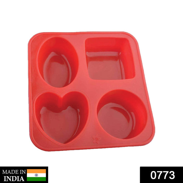 0773 Silicone Circle, Square, Oval and Heart Shape Soap And Mini Cake Making Mould 