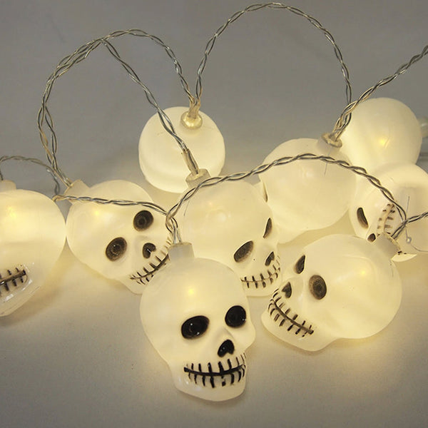 Halloween Decoration Outdoor Indoor Skeleton Head Skulls String Light Set Blow Mold, Decoration Lights Fairy Lights Led Garlands Halloween Decor Garland Decor Wreath Pumpkin