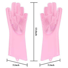 Reusable Silicone Cleaning Brush Scrubber Gloves (Multicolor)