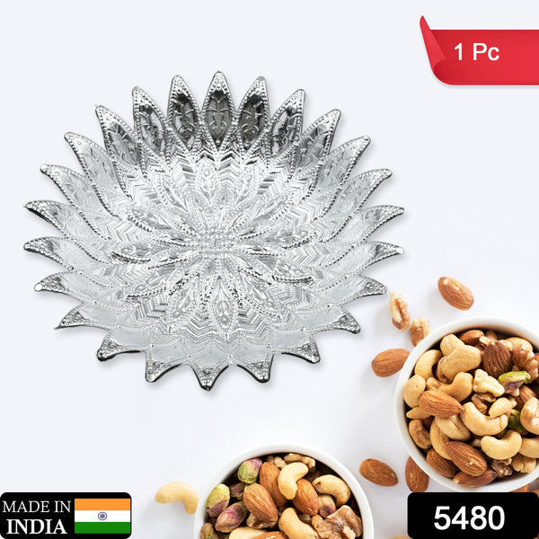 Traditional Design Serving Tray, Plastic Silver Finish Serving Tray, Multipurpose Tray, Decorative Tray, Mukhwas Serving Tray (1 Pc )