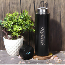 Customized/Personalized Stainless Steel Smart Water Bottle with Smart LCD Temperature Touch | Gifting Custom Name Water Bottle | Gifts for Boyfriend/Girlfriend/Employee | 500ML