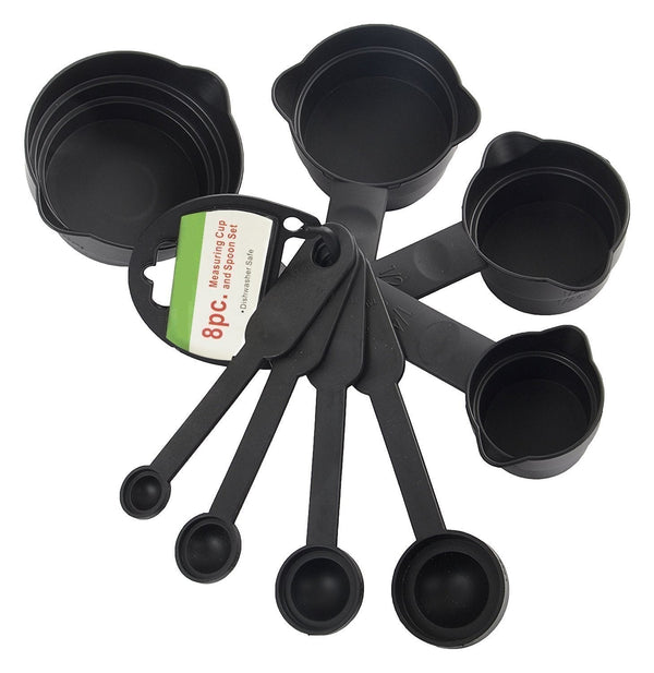 106 Plastic Measuring Cups and Spoons (8 Pcs, Black) Smart Gadget Live