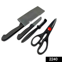 2240 Stainless Steel Kitchen Tool Set (Butcher Knife, Standard Knife, Peeler and Kitchen Scissor) - 4 Pcs 