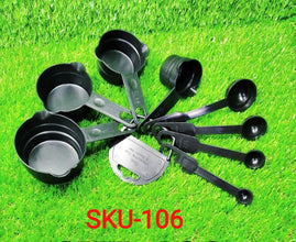 106 Plastic Measuring Cups and Spoons (8 Pcs, Black) Smart Gadget Live