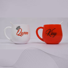 4764 King & Queen Printed Couple Matching Coffee/Tea Plastic Coffee Mug (300ml Set of 2) 